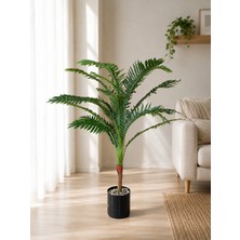 Yapay Çiçekçiniz Taş Detaylı Siyah Saksıda 90 cm 12 Dallı Yapay Areka Ağacı