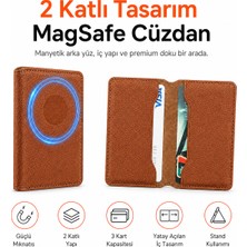 Ayers Erkek 2 Katlı Magsafe Manyetik Telefon Cüzdanı Standlı Kartlık, 3 Kart Kapasiteli Ince Tasarım, iPhone 12 / 13 / 14 / 15 / 16 / 17 Serisi Uyumlu Premium Cüzdan
