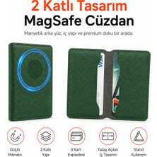 Ayers Erkek 2 Katlı Magsafe Manyetik Telefon Cüzdanı Standlı Kartlık, 3 Kart Kapasiteli Ince Tasarım, iPhone 12 / 13 / 14 / 15 / 16 / 17 Serisi Uyumlu Premium Cüzdan