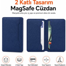 Ayers Erkek 2 Katlı Magsafe Manyetik Telefon Cüzdanı Standlı Kartlık, 3 Kart Kapasiteli Ince Tasarım, iPhone 12 / 13 / 14 / 15 / 16 / 17 Serisi Uyumlu Premium Cüzdan