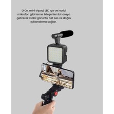 Eco Lounge Telefon Video Çekim Kiti LED Aydınlatma Mikrofon Tripodlu Tam Set
