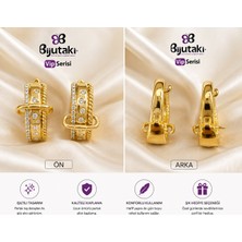 Bijutakı Gold Taşlı Zarif Halka Küpe – Vıp Seri