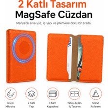 Ayers Erkek 2 Katlı Magsafe Manyetik Telefon Cüzdanı Standlı Kartlık, 3 Kart Kapasiteli Ince Tasarım, iPhone 12 / 13 / 14 / 15 / 16 / 17 Serisi Uyumlu Premium Cüzdan