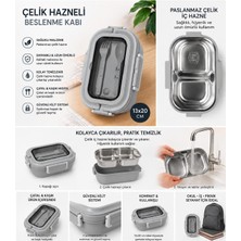 Yerli Alışveriş Relaxion Paslanmaz 304 Çelik Hazneli Bölmeli Yemek Kabı (Karışık Renk 1 Adet)