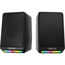 Vintessy Mikado MD-178 2.0 3W*2 Siyah Rgb Aydınlatmalı USB + 3.5mm USB 5V Speaker