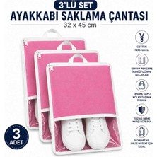 Melisa Tekstil 3'lü Ayakkabı Saklama Çantası Valiz Içi Düzenleyici Organizer 32 x 45 cm Pembe