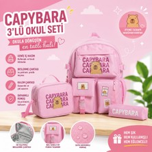 Fidanx Capybara Desenli Ilkokul Ortaokul Çanta Seti - Sırt Beslenme Çantası Kalemlik