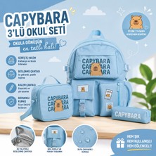 Fidanx Capybara Desenli Ilkokul Ortaokul Çanta Seti - Sırt Beslenme Çantası Kalemlik
