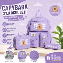 Fidanx Capybara Desenli Ilkokul Ortaokul Çanta Seti - Sırt Beslenme Çantası Kalemlik
