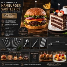 Atölye Asya Paslanmaz Çelik Hamburger Sabitleyici Sunum Şişi 10 Adet - 140 mm / 8 mm Küre Başlık
