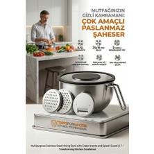 Modacar Çok Amaçlı Rendeli Paslanmaz Çelik Karıştırma Kabı - Sıçratmaz Mikser Kapağı ve Saklama Kasesi 4.5l 723130