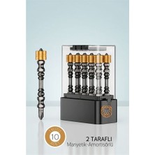 Modacar 10 Lu Çift Taraflı Manyetik Amortisörlü Yıldız Çelik Vidalama Uç Seti - 65MM Pz2 Endüstriyel