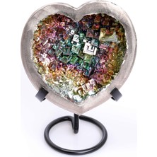 Taş Sandığı Bizmut Kalp Şeklinde Dekoratif Kase - 10x10 cm, Metal Ayaklı