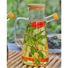 Aslanoğlu Store 900 ml Bambu Kapaklı Borosilikat Cam Yağ Saklama Şişesi Sızdırmaz Tasarım