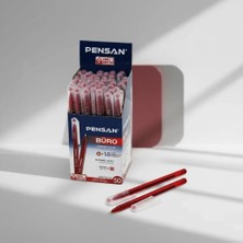 Aslanoğlu Store Kırmızı Mürekkepli 1.0 mm Medium Uçlu Şeffaf Gövdeli Yazı Kalemi