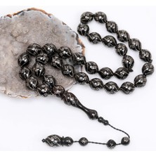 Gümüş Işlemeli Kuka Tesbih 12*14 mm - Koleksiyonluk Ürün