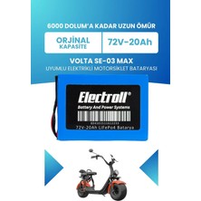 Electroll Volta Se-03 Max Uyumlu Batarya (Standart Kapasite) Lifepo4 72V 20AH Elektrikli Motorsiklet Bataryası