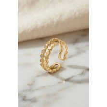 Nemere Gold Renk Sıralı Petek ve Zirkon Taşlı Model Kadın Yüzük TJ-BYK4256