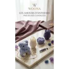 Woona Doğal Soya Wax Vanilya Kokulu Ayıcık & Şakayık & Lale Figürlü 4'lü Dekoratif El Yapımı Doğal Soya Wax Premium Kokulu Mum Seti