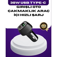 Uslucan Alışveriş 38W Çift Çıkışlı Araç Şarj Cihazı – Type-C ve USB Pd Destekli