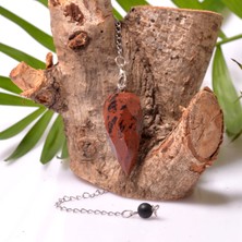 Taş Sandığı Faset Kesim Obsidyen Taşı Pandül - Sarkaç, Mahogany Obsidyen