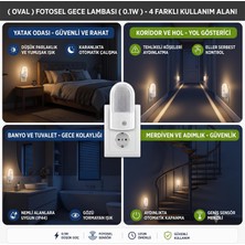 1001 Oval Fotosel Gece Lambası 0.1W Sensörlü Otomatik Prizli