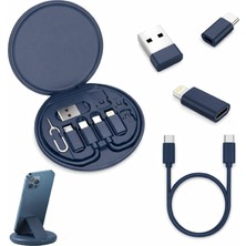 1001 9'u 1 Arada Kablo Kılıfı USB Adaptör Kablosu Dönüştürme Saklama Kutusu, USB Tip C - Mikro Us
