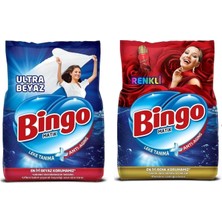 1001 Bingo Matik Ultra Beyaz 4 kg ve Renkli Toz Çamaşır Deterjanı 4 Kg, 2'li Set