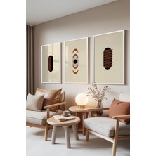 1001 Beyaz Çerçeveli 3’lü Tablo Seti Cosmic Balance – Ay Döngüsü & Güneş Ofis Set 30096, 70 x
