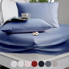 1001 Vionel HOME%100 Pamuk, Çizgili Saten Lastikli Çarşaf Seti | 82 Tel Sık Dokuma | Tek Kişilik | �