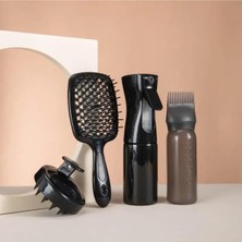 1001 4 Parça Saç Bakım Seti, Silikon Masaj Fırçası, Yağ Uygulama Şişesi, Tarak, Fısfıs Sprey �