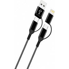 1001 Hp-16 4in1 Çok Fonksiyonlu Hızlı Şarj Kablosu – 60W Pd Destekli Type-C & Usb-A To Type-C & Lig