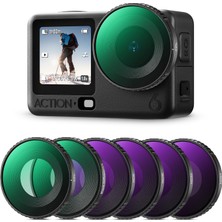 1001 6'lı Hd Filtre Kiti Djı Osmo Action 6, Cpl Nd8 ND16 ND32 ND64 Siyah Difüzyon 1/4 ile Uyumlu - Çok