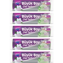 1001 Büzgülü 10'lu Çöp Torbası Yasemin Kokulu Büyük Boy 65 x 70 cm Beşli Paket