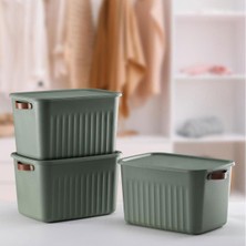 1001 1 Adet Düzenleyici Kapaklı Kutu, Dekoratif Saklama Kutusu, Organizer (35CM*25CM*22CM) Yeşil 15 L