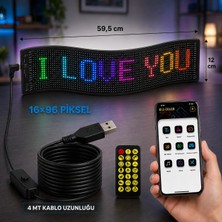 1001 Akıllı Rgb LED Matrix Panel 59 cm – Bluetooth Uygulama ve Kumanda Kontrollü, Yazı ve Emoji Gö