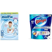 1001 3D Junior 5 Beden Aylık Paket 78 Adet, Beyaz X2 + Bingo Akıllı Kapsül Pro 80'li X2