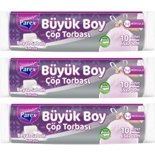 1001 Büzgülü 10'lu Çöp Torbası Beyaz Sabun Kokulu Büyük Boy 65 x 70 cm Üçlü Paket