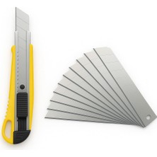 1001 Profesyonel Maket Bıçağı, 10 Adet Yedek Paslanmaz Çelik Bıçaklı, 18 mm Segmentli, Ergonomik