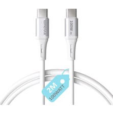 1001 Type C-C, 2metre, 100WATT Pd Hızlı Şarj Kablosu, Remorax Wahoo (1AD x 2metre Beyaz)