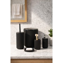 1001 33031500001 5 Parça Yuvarlak Banyo Seti - Çöp Kovası, Sabunluk, Diş Fırçalığı ve Silikon W