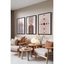 1001 Siyah Çerçeveli 3’lü Tablo Seti Linear Arches – Sade Geometrik Tarz Ofis Set 30088, 70 x 100
