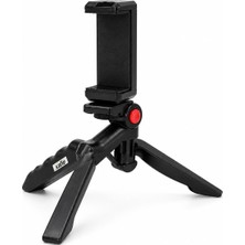 1001 AX-MT10 Masaüstü Mini Tripod + Telefon Tutucu, 1/4” Vida Girişli, 120° Eğim Ayarlı Başlık,