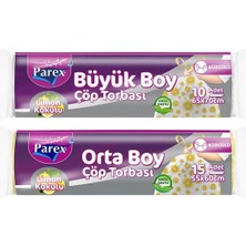 1001 Büzgülü Çöp Torbası Limon Kokulu Büyük ve Orta Boy 2'li Paket