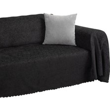 1001 Premium Koltuk Örtüsü 175X350 Xlarge Gramajlı Jakarlı Şönil Antrasit| Kanepe Örtüsü | Kaym