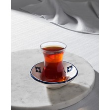1001 Vie Rouge Bourges 8'li Çay Seti - Mavi/beyaz - 108 ml