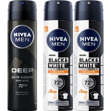 1001 Men Erkek Sprey Deodorant Deep Dimension 48 Saat Anti-Perspirant Koruma, 150 Ml, Erkeksi Koku + Nıve