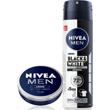 1001 Erkek Sprey Deodorant Black&white Invisible Original 150 ml + Nıvea Men Erkek Bakım Kremi 75 ml