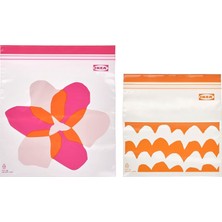 1001 Istad Kilitlenebilir Buzdolabı Poşeti, Pembe-Turuncu, 2,5 Lt ve 1,2 Lt, 50 Adet
