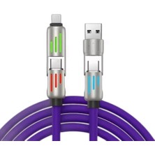 1001 4'ü 1 Arada Usb-A+Type-C'den Type-C+Lightning Uyumlu Şarj ve Data Kablosu